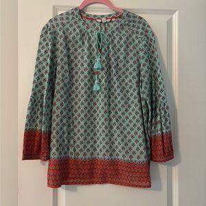 Boden Teal and Coral Printed Tunic